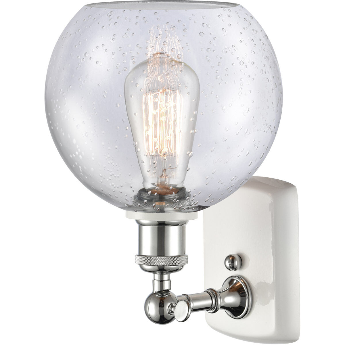 Ballston Athens 1 Light 8 inch White and Polished Chrome Sconce Wall Light in Seedy Glass, Ballston
