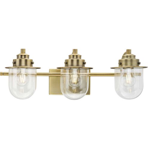 Northlake 3 Light 24 inch Vintage Brass Bath Light Wall Light