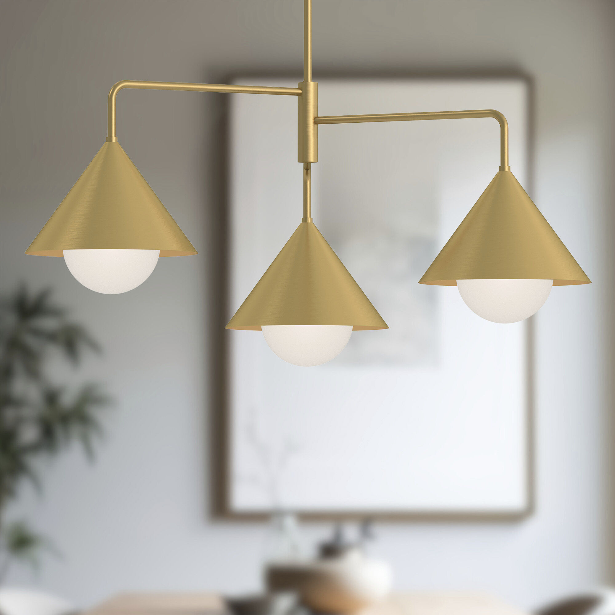 Alora Mood Remy 3 Light 38 inch Brushed Gold/Opal Glass Chandelier Ceiling Light