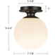 Alora Mood Otis 1 Light 7.88 inch Matte Black/Glossy Opal Glass Semi-Flush Mount Ceiling Light
