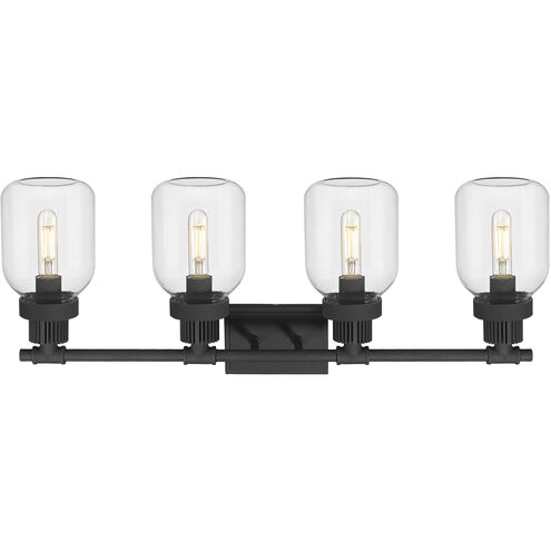 Somers 4 Light 33.25 inch Textured Black Bath Vanity Light Wall Light in Clear Glass