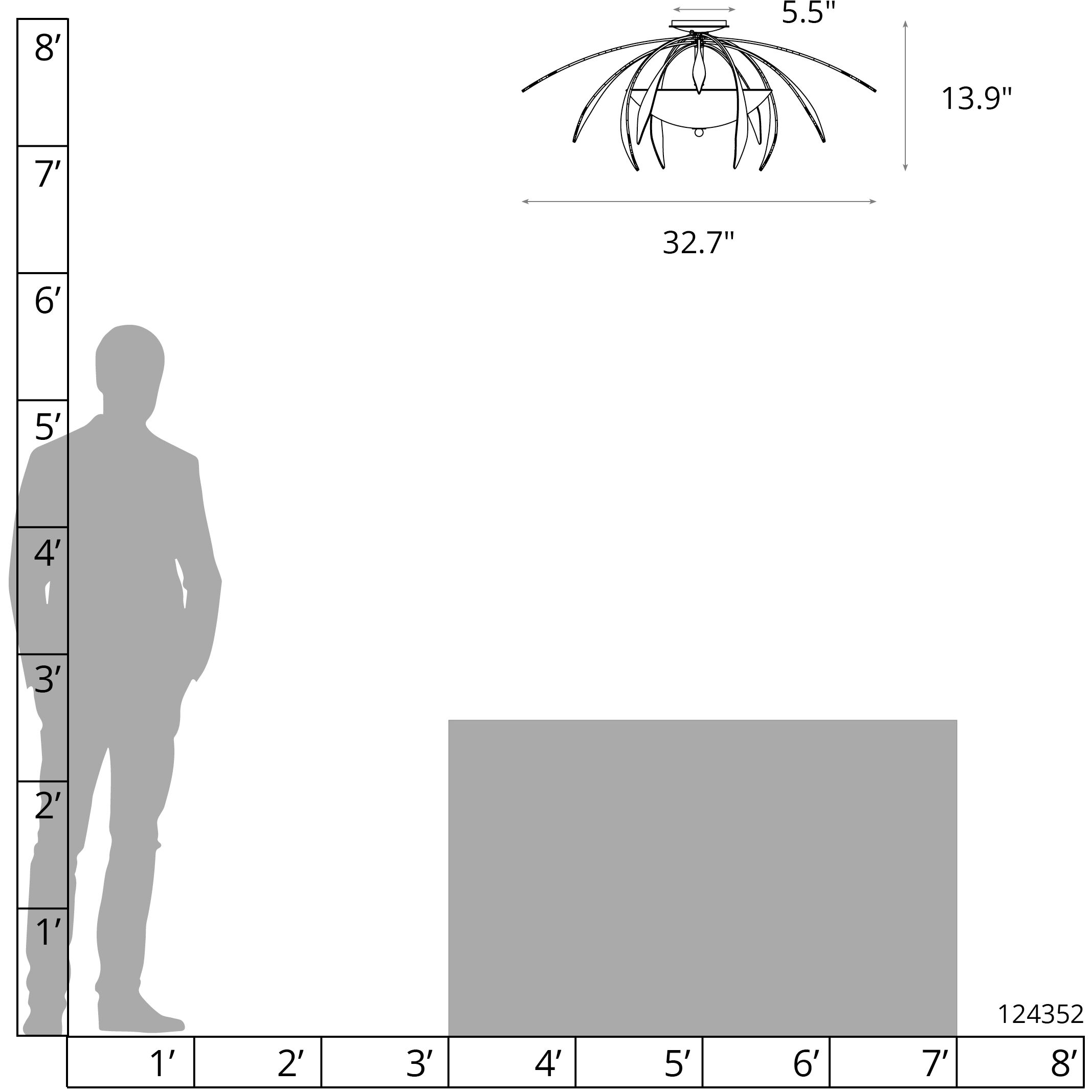 Dahlia 2 Light 32.7 inch Black Semi-Flush Ceiling Light, Medium
