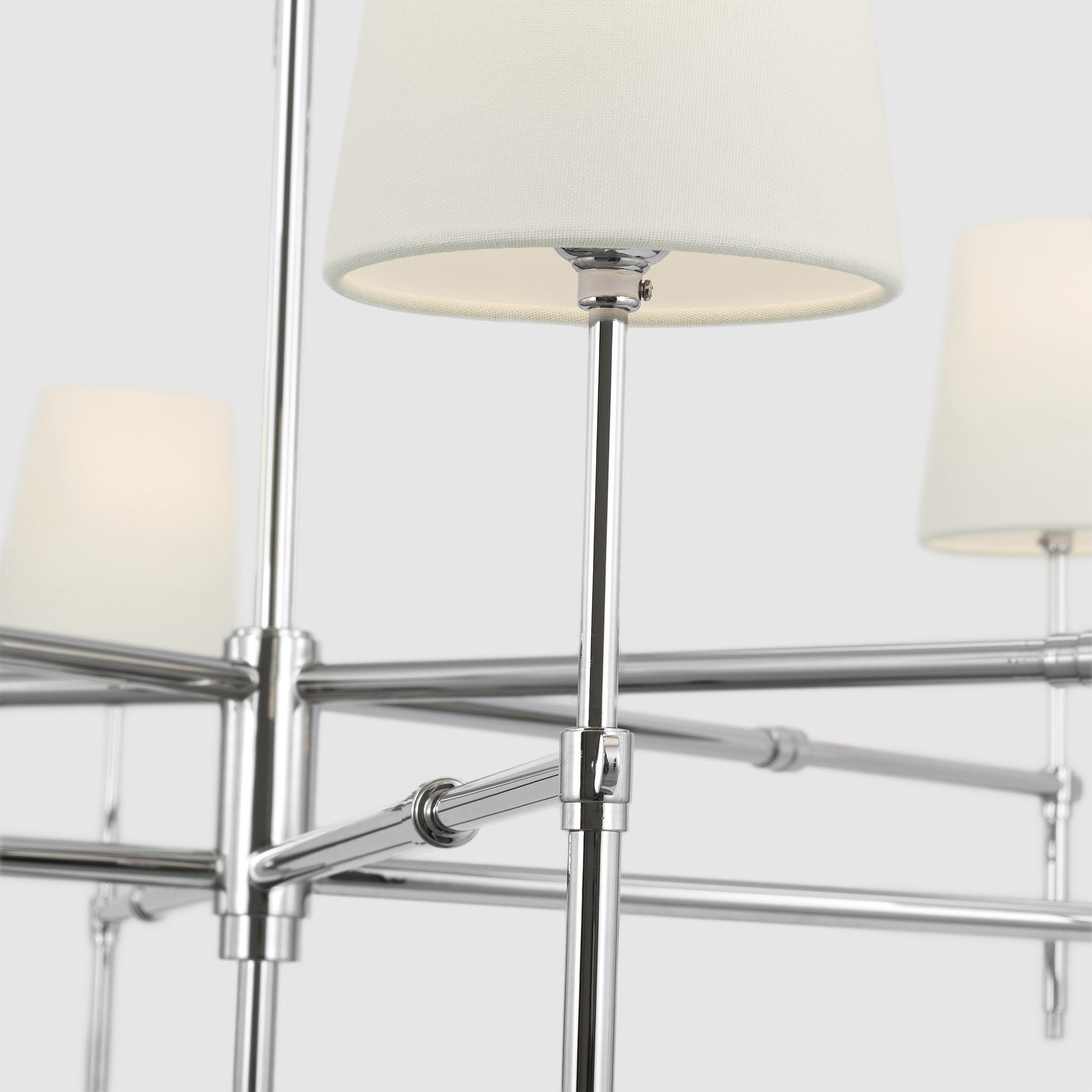 Thomas O'Brien Bryant LED 60 inch Polished Nickel Two Tier Chandelier Ceiling Light, Grande