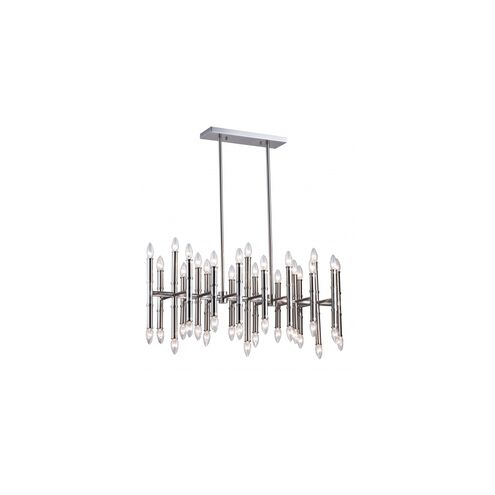Canada 42 Light 14 inch Satin Nickel Chandelier Ceiling Light, Bamboo Pipe, Satin Nickel Metal