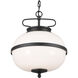 Homestead Opal 2 Light 12 inch Textured Black Pendant Ceiling Light, Opal