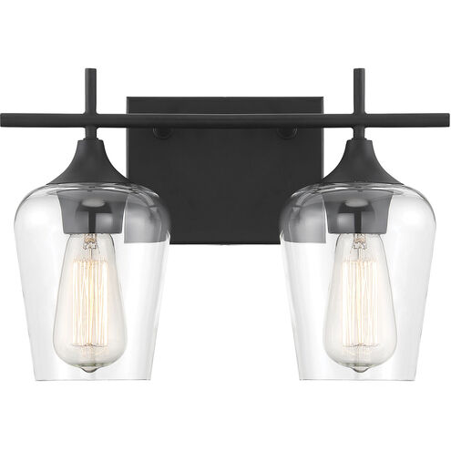 Octave 2 Light 13.75 inch Black Bathroom Vanity Light Wall Light, Essentials