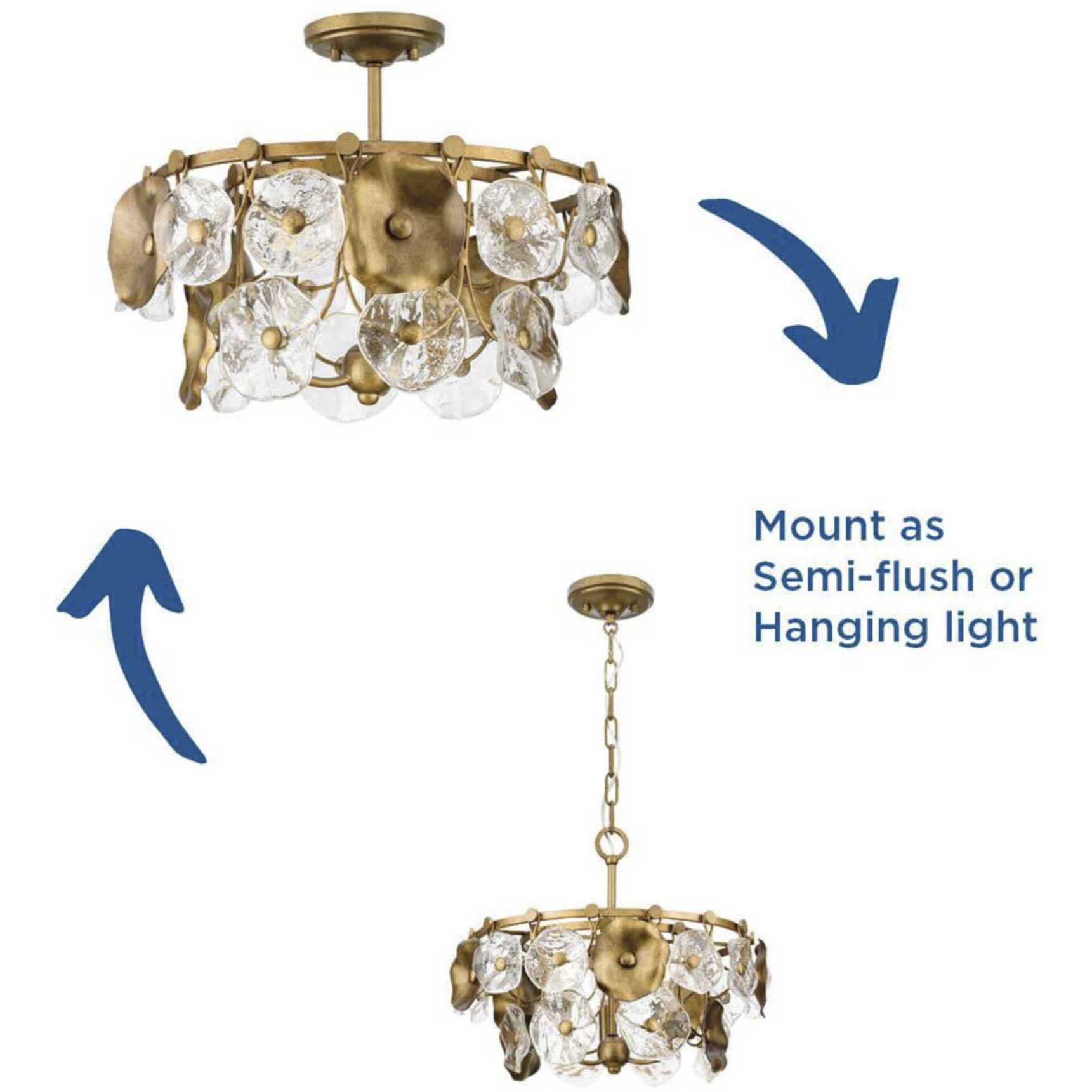 Loretta 3 Light 18 inch Gold Ombre Pendant Ceiling Light, Design Series