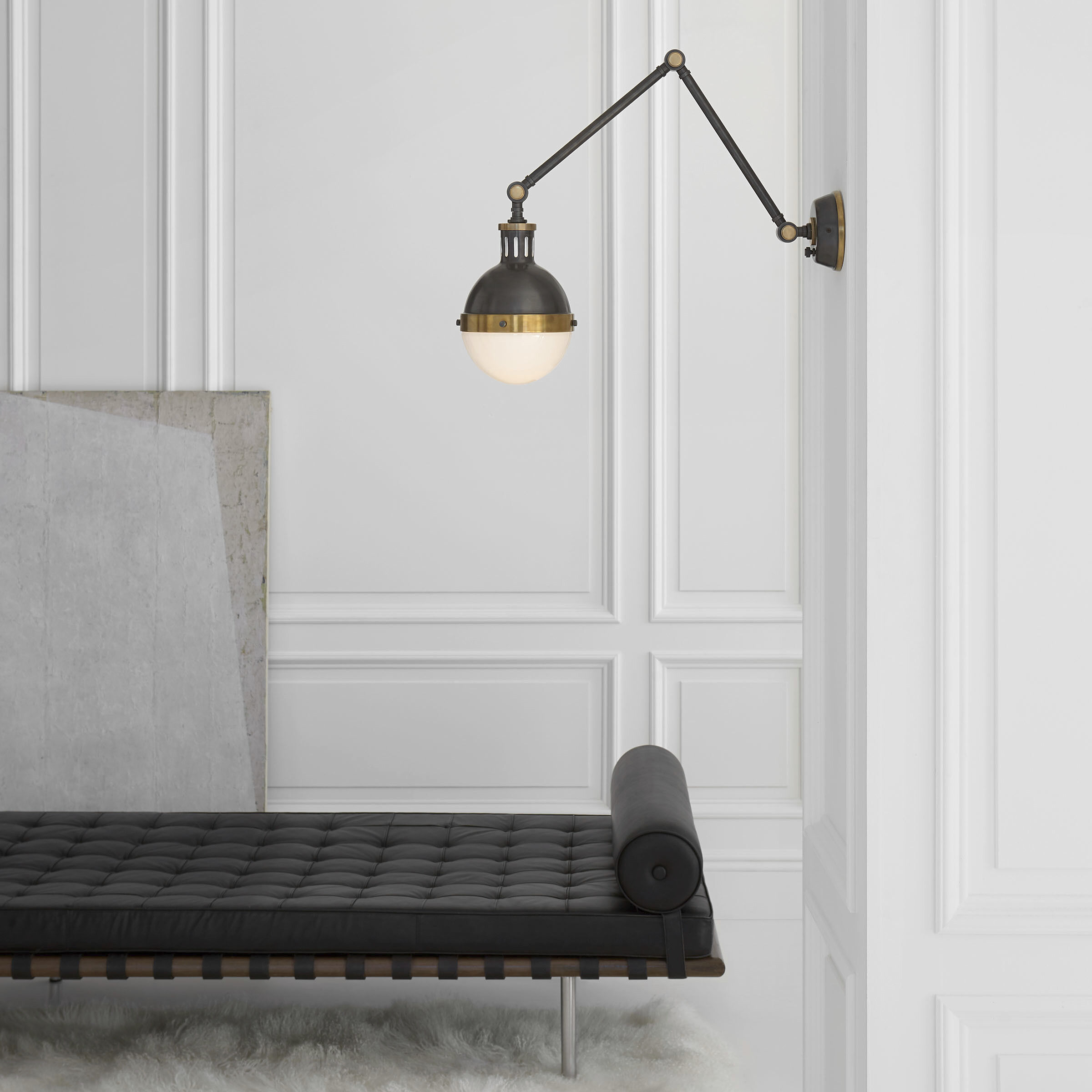 Thomas O'Brien Hicks 16.75 inch 60.00 watt Bronze with Antique Brass Swing Arm Wall Light in Bronze and Hand-Rubbed Antique Brass