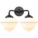 Nouveau Small Oxford 2 Light 16 inch Oil Rubbed Bronze Bath Vanity Light Wall Light in Matte White Glass, Nouveau