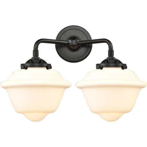 Nouveau Small Oxford 2 Light 16 inch Oil Rubbed Bronze Bath Vanity Light Wall Light in Matte White Glass, Nouveau