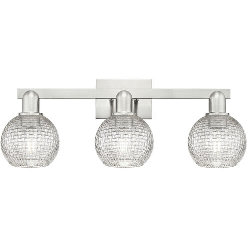 Arcadia Athens 3 Light 24.88 inch Brushed Satin Nickel Bath Vanity Light Wall Light