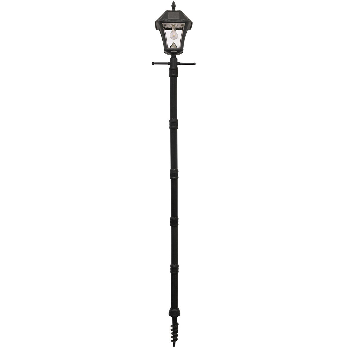 Baytown II Bulb LED 77 inch Black Solar Lamp Post