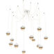 Cabochon LED 14.1 inch Salt White with White Marble Swag Multi-Pendant Ceiling Light in 3000K LED, Amber