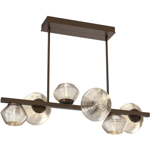 Mesa LED Flat Bronze Linear Multi-Pendant Ceiling Light in 3000K LED, Amber, Twisted Branch