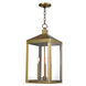 Nyack 3 Light 10.5 inch Antique Brass Outdoor Pendant Lantern