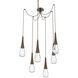 Raindrop LED 13.6 inch Burnished Bronze Swag Multi-Pendant Ceiling Light in 3000K LED