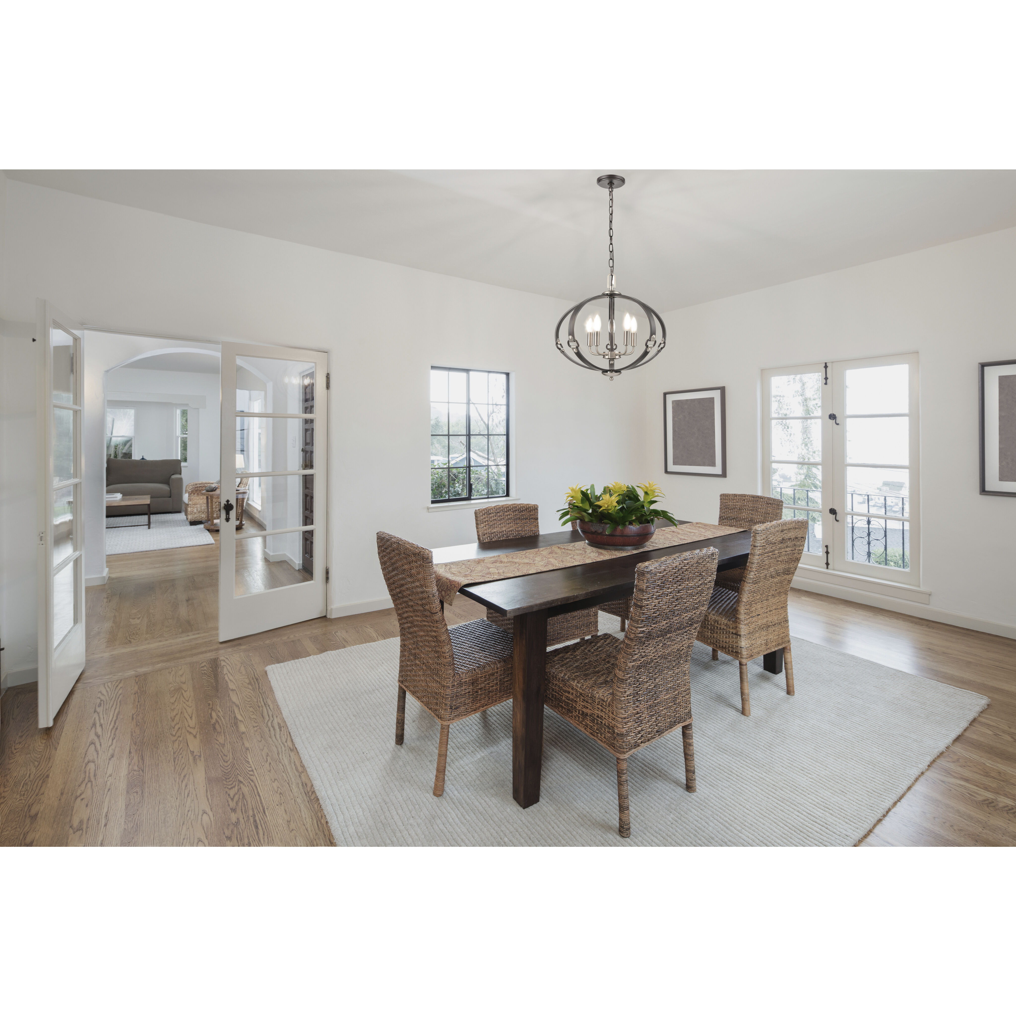 Armstrong Grove 5 Light 20 inch Charcoal with Satin Nickel Chandelier Ceiling Light