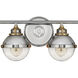 Fletcher LED 32 inch Polished Nickel with Heritage Brass Vanity Light Wall Light