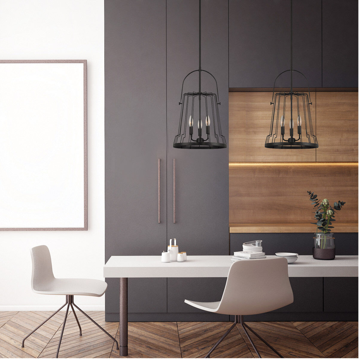 Alba 3 Light 14 inch Matte Black Pendant Ceiling Light