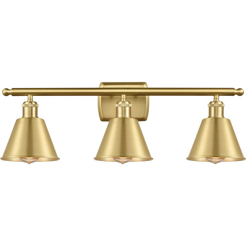 Ballston Smithfield 3 Light 26 inch Satin Gold Bath Vanity Light Wall Light, Ballston