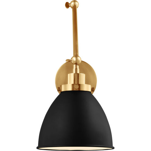 C&M by Chapman & Myers Wellfleet 26 inch 75 watt Midnight Black and Burnished Brass Task Sconce Wall Light in Midnight Black / Burnished Brass