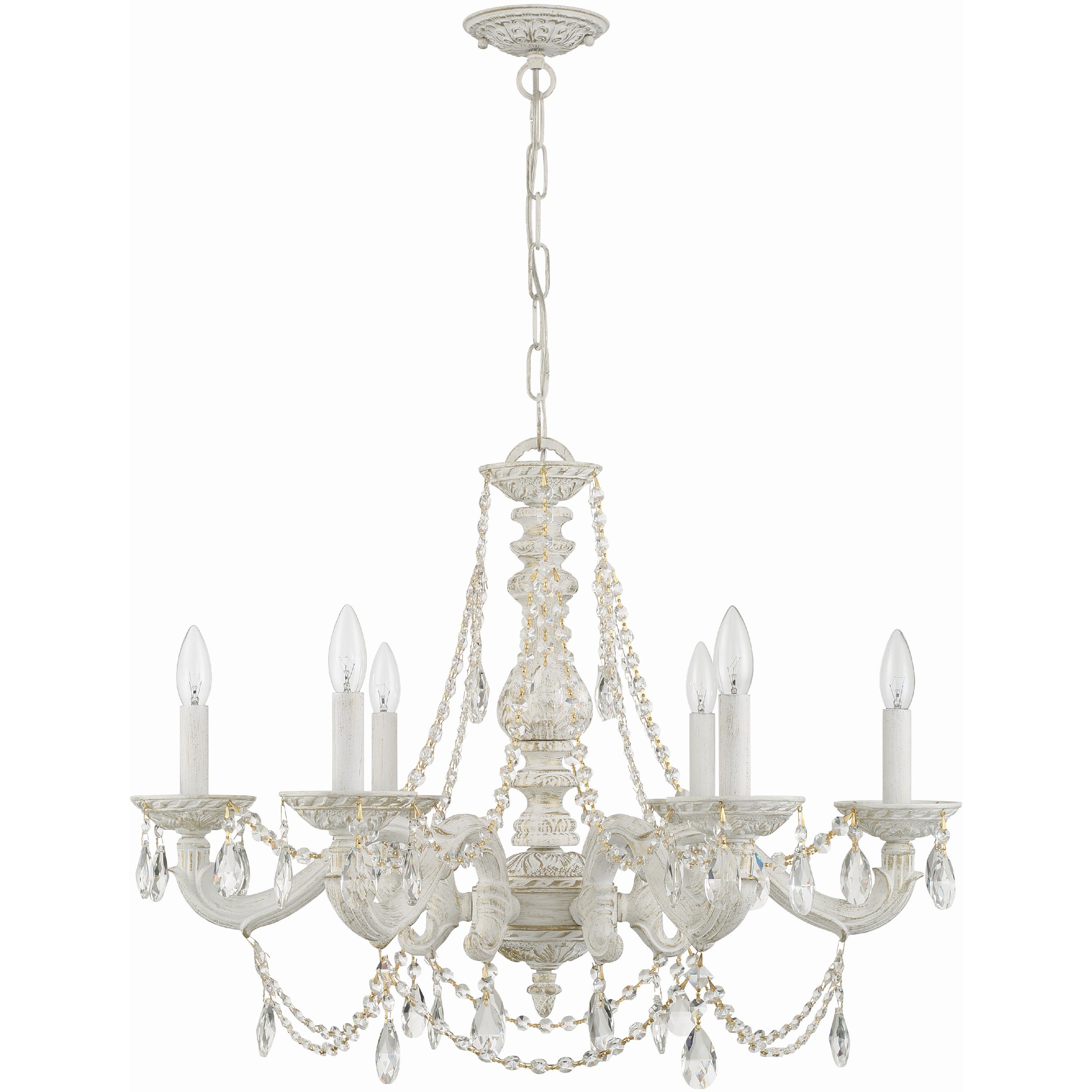 Paris Market 6 Light 28 inch Antique White Chandelier Ceiling Light in Clear Hand Cut