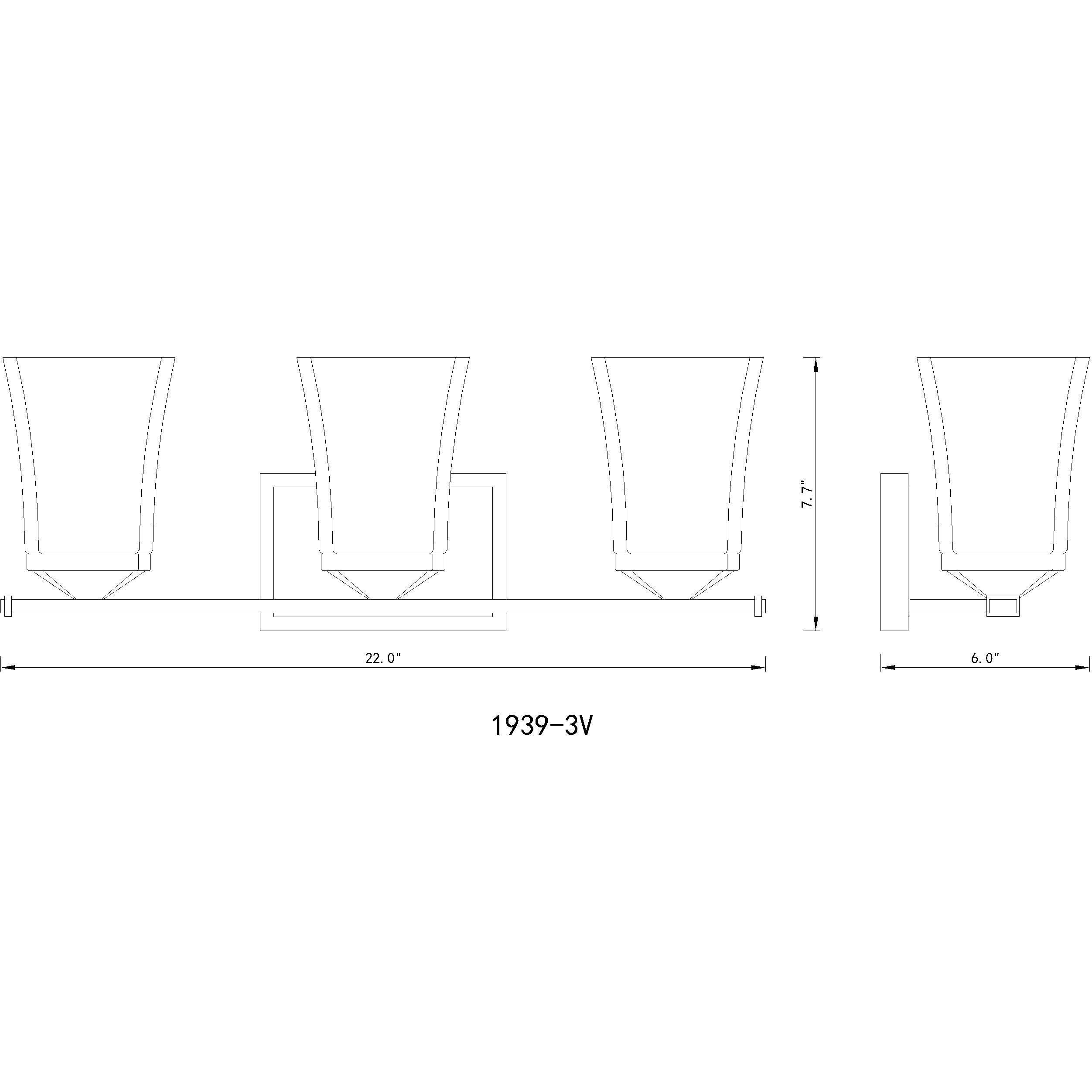 Darcy 3 Light 22 inch Matte Black Vanity Wall Light