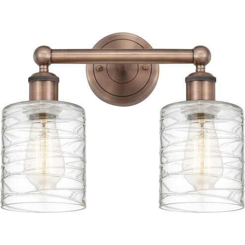 Cobbleskill 2 Light 14 inch Antique Copper Bath Vanity Light Wall Light in Deco Swirl