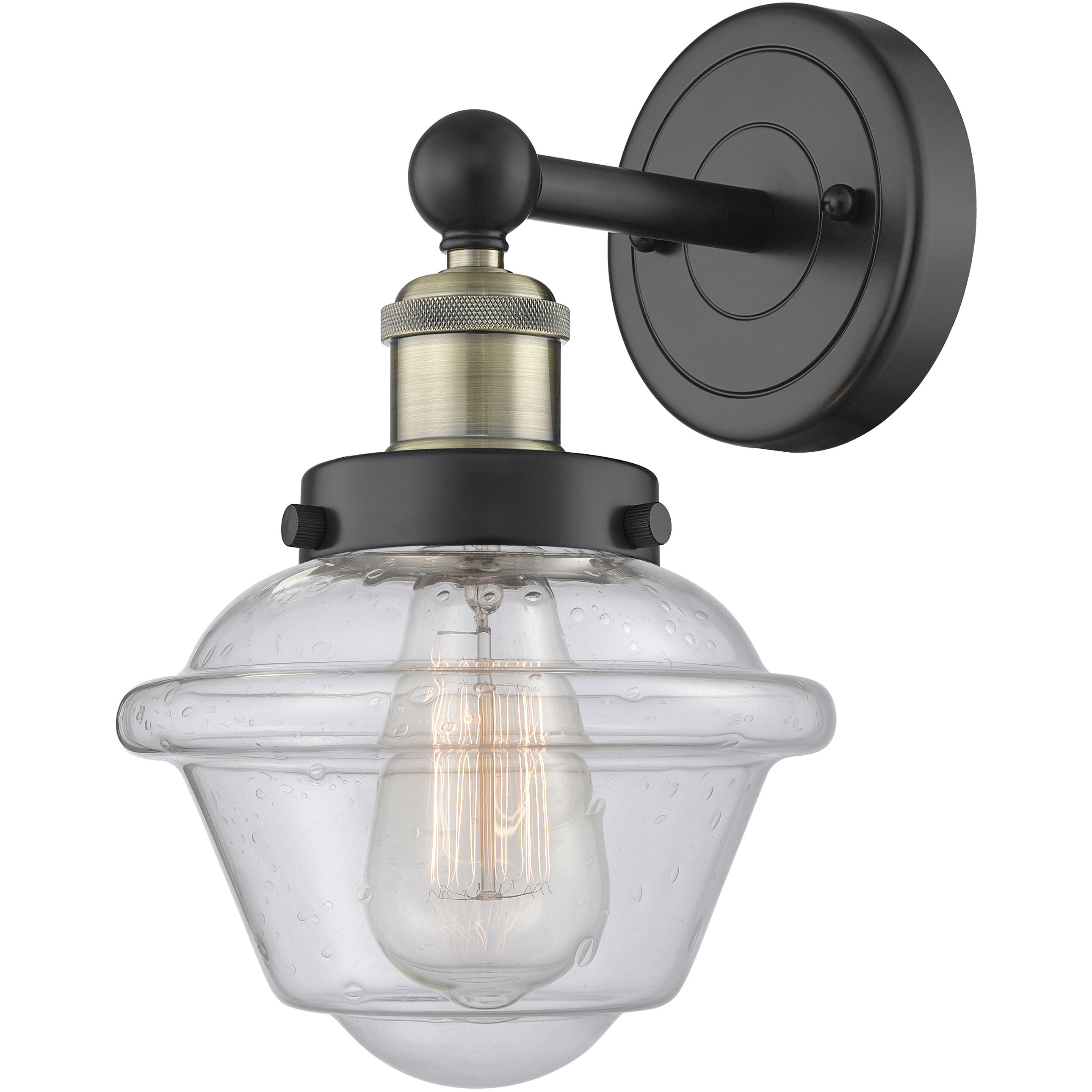 Oxford Sconce Wall Light in Black Antique Brass, Seedy