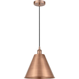 Edison Cone 1 Light 12 inch Antique Copper Mini Pendant Ceiling Light