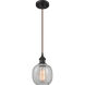 Ballston Belfast LED 6 inch Oil Rubbed Bronze Mini Pendant Ceiling Light in Clear Crackle Glass, Ballston