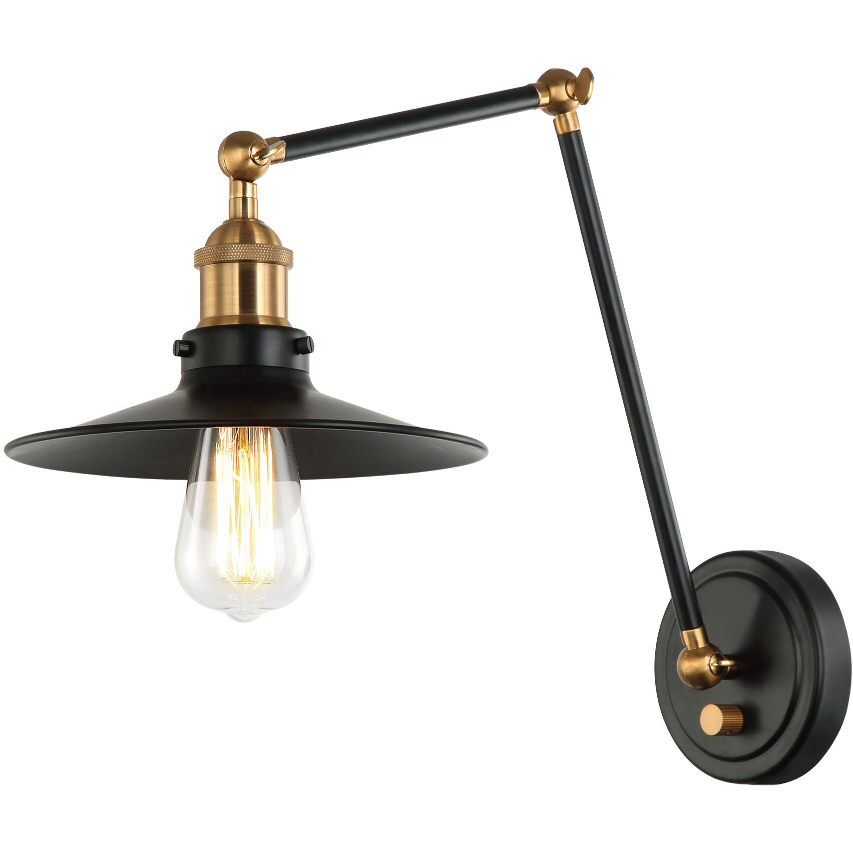 Brixson 1 Light 8.75 inch Aged Gold Brass and Black Wall Sconce Wall Light