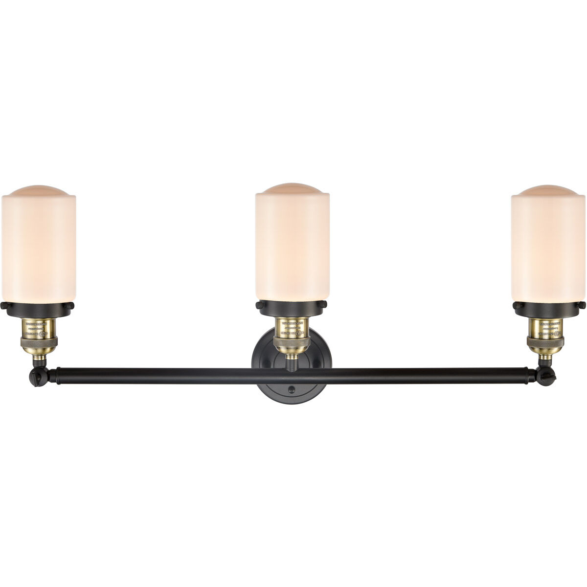 Franklin Restoration Dover 3 Light 31 inch Black Antique Brass Bath Vanity Light Wall Light in Matte White Glass, Franklin Restoration