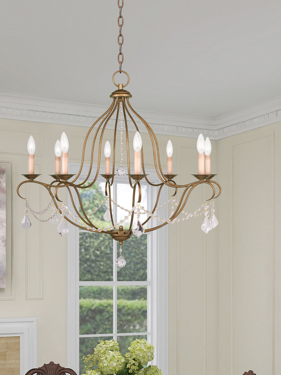 Chesterfield 8 Light 32 inch Antique Gold Leaf Chandelier Ceiling Light