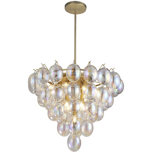 Globo LED 32.5 inch Brushed Brass Chandelier Ceiling Light in Iridescent