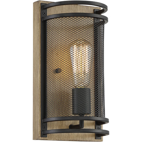 Atelier 1 Light 6.25 inch Black and Honey Wood Vanity Light Wall Light