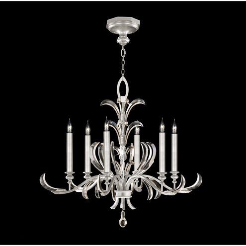 Beveled Arcs 6 Light 37 inch Silver Chandelier Ceiling Light in Silver Leaf