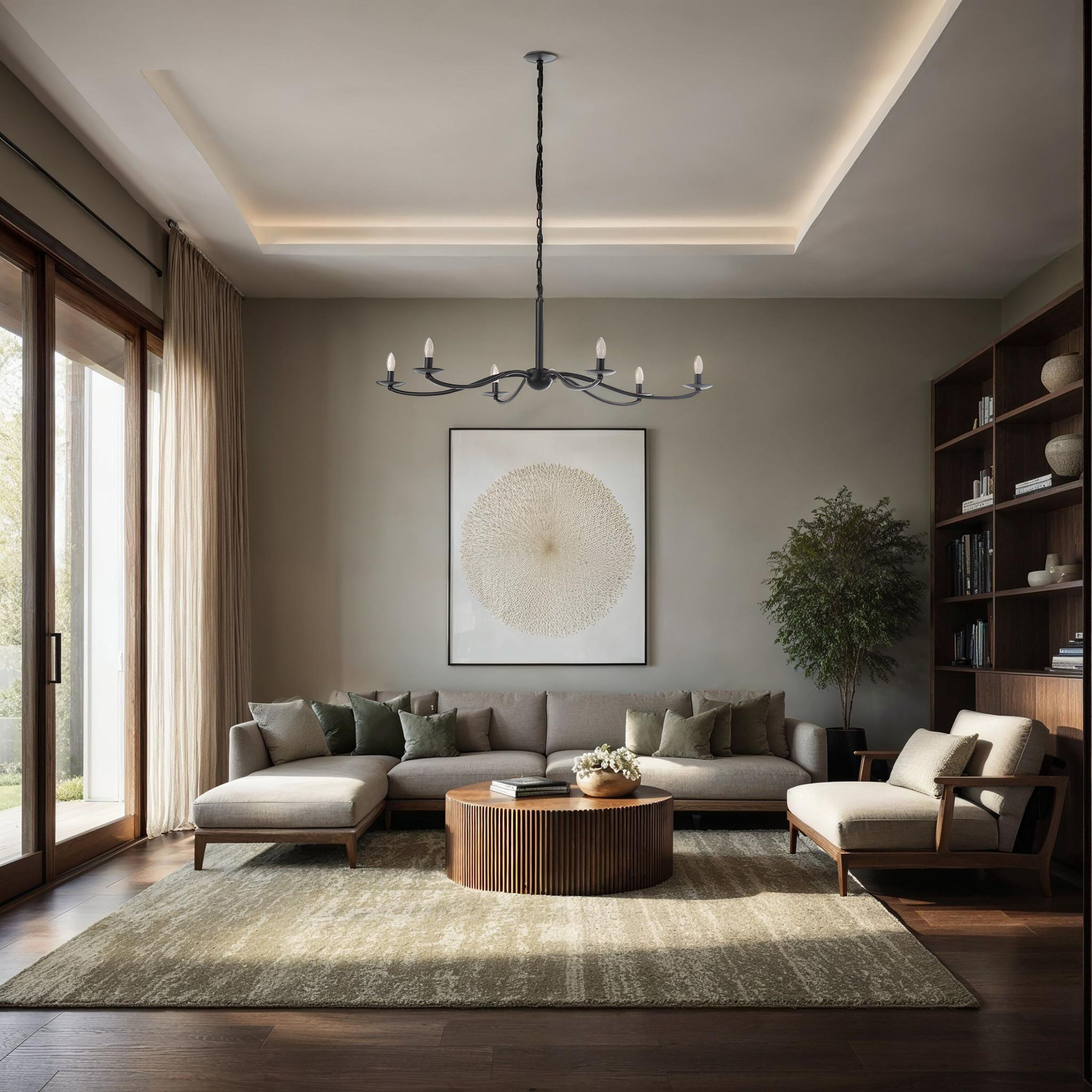 Landen 6 Light 50 inch Powder Coated Matte Black Chandelier Ceiling Light