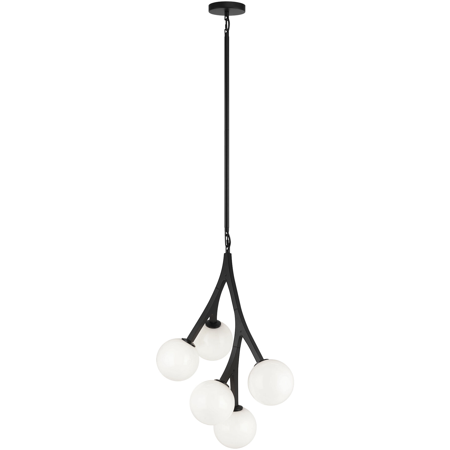 Rami 5 Light 18.25 inch Black Chandelier Ceiling Light in Black and Opal Glass