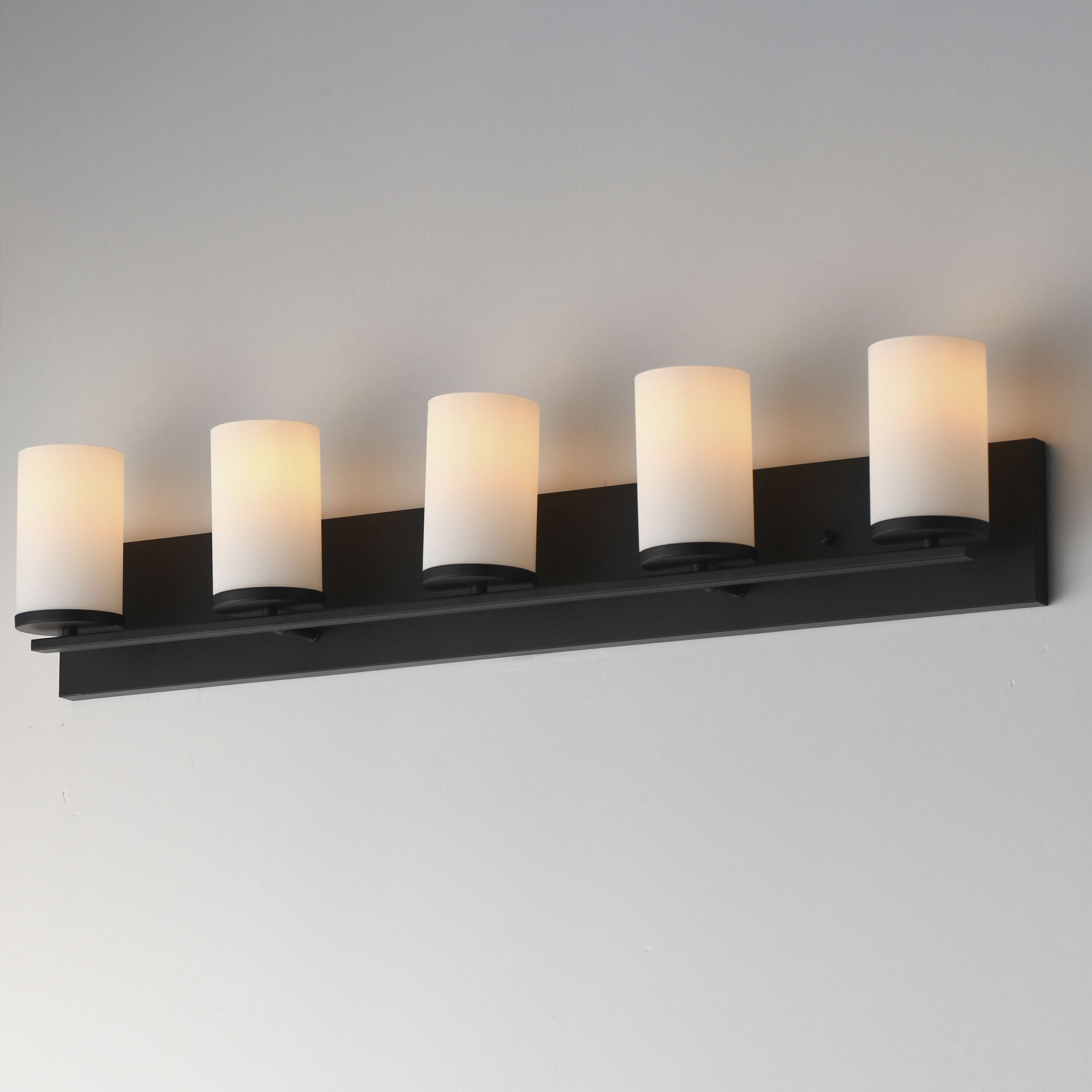 Lateral 5 Light 36 inch Black Bath Vanity Wall Light in Satin White