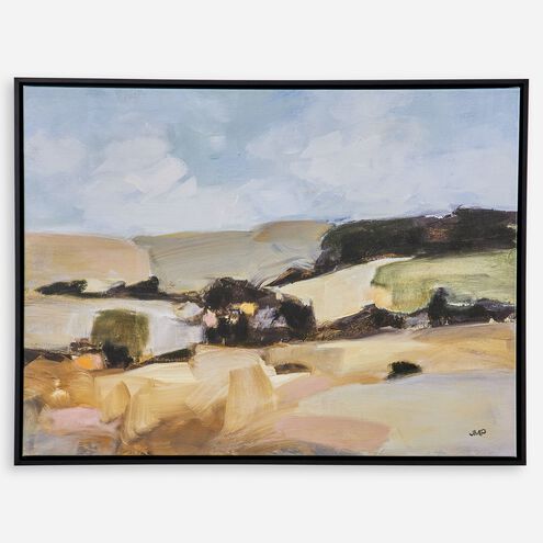 Desert Moment Cool Powder Blue with Sand and Sage Green Tones Framed Landscape Art