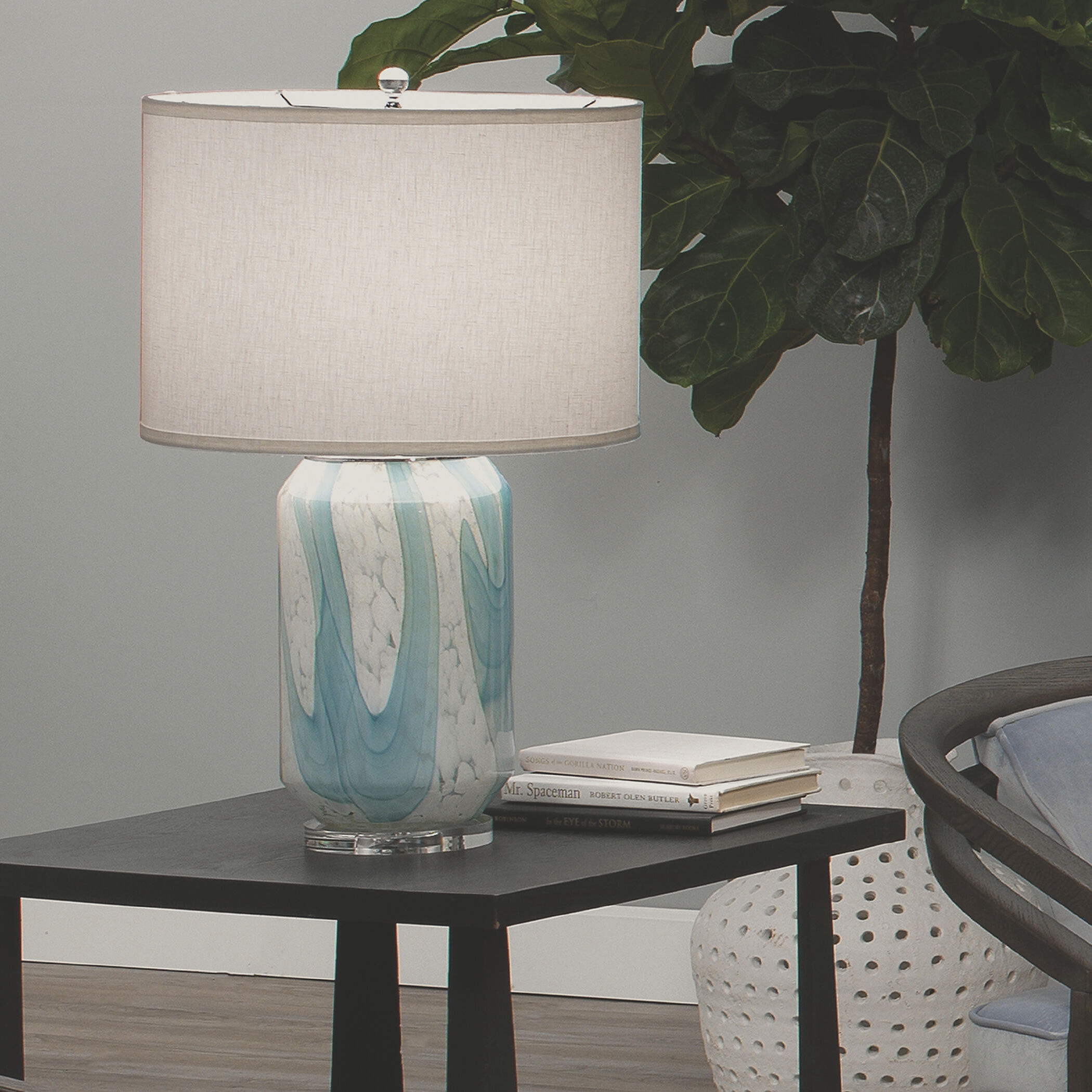 Pale blue table lamp deals