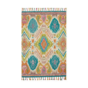 Bonifate 36 X 24 inch Teal/Pale Pink/Rose/Khaki/Saffron/Burnt Orange Rugs, Rectangle