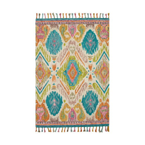 Bonifate 36 X 24 inch Teal/Pale Pink/Rose/Khaki/Saffron/Burnt Orange Rugs, Rectangle