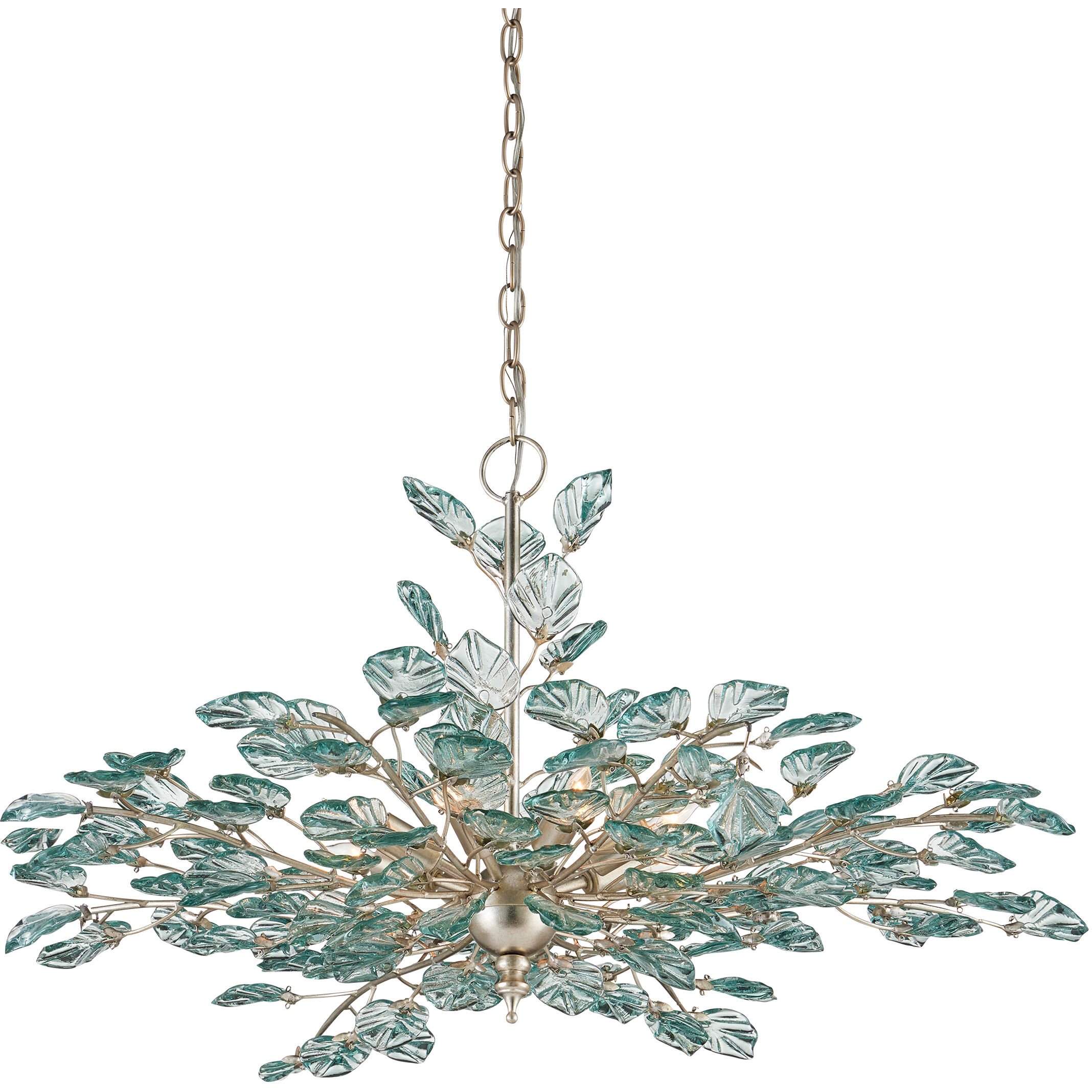 Baobab 8 Light 36 inch Clear/Contemporary Silver Leaf/Contemporary Silver Chandelier Ceiling Light, Medium