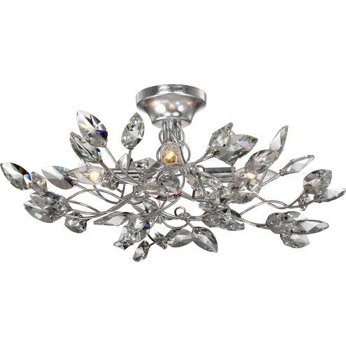 Misthaven 4 Light 24 inch Silver Leaf with Clear Crystal Semi Flush Ceiling Light 