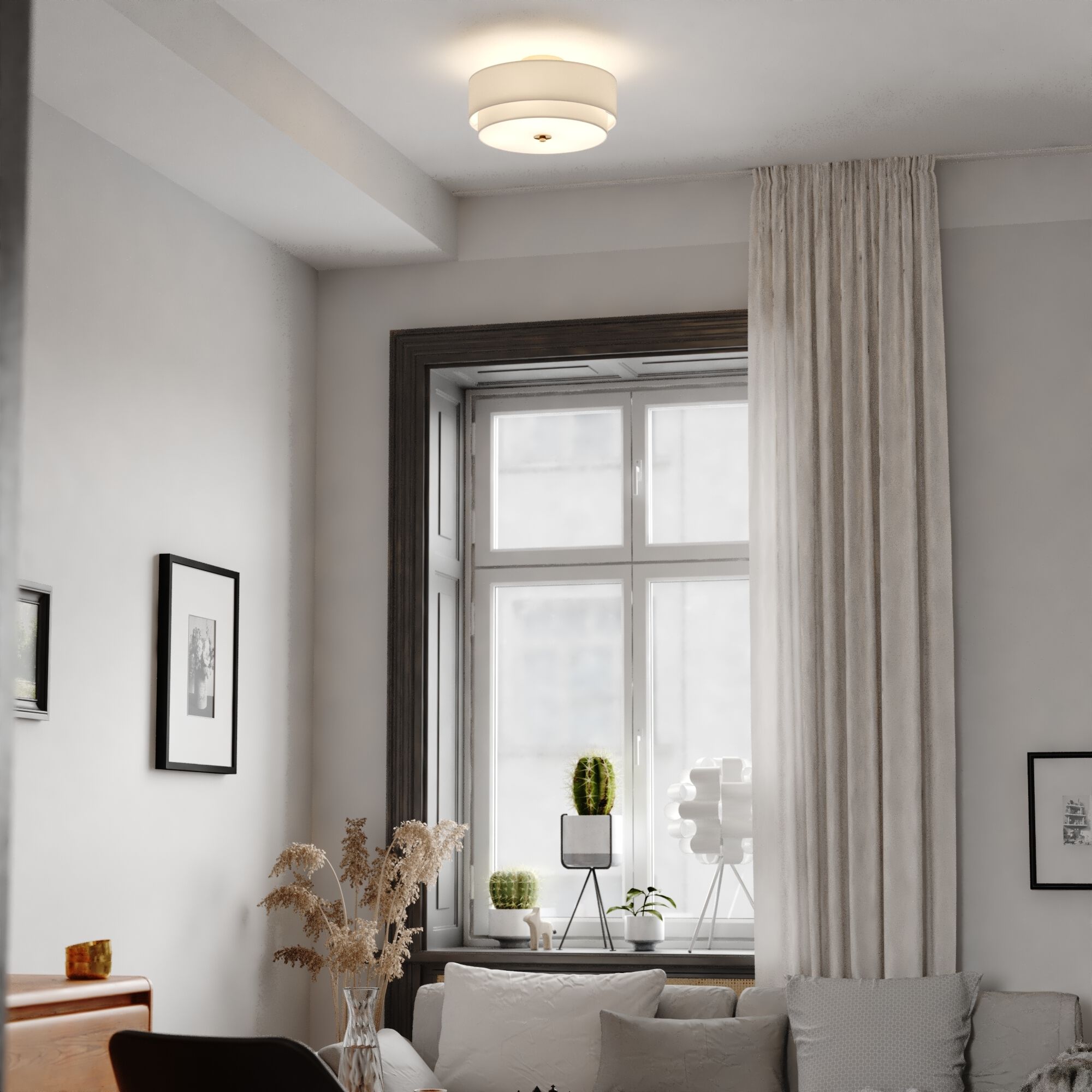 Burnaby LED 16 inch Matte Brass Semi-Flush Mount Ceiling Light