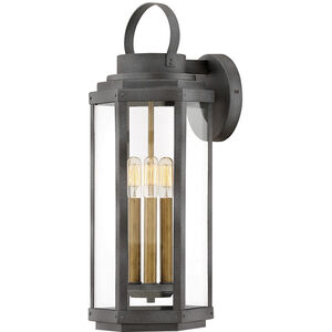 Danbury LED 22 inch Aged Zinc with Heritage Brass Outdoor Wall Mount Lantern
