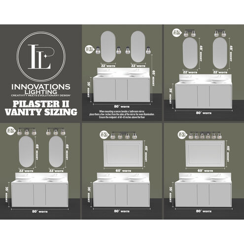 Pilaster II Sphere 6 Light 45.5 inch Brushed Brass Bath Vanity Light Wall Light in Clear Glass