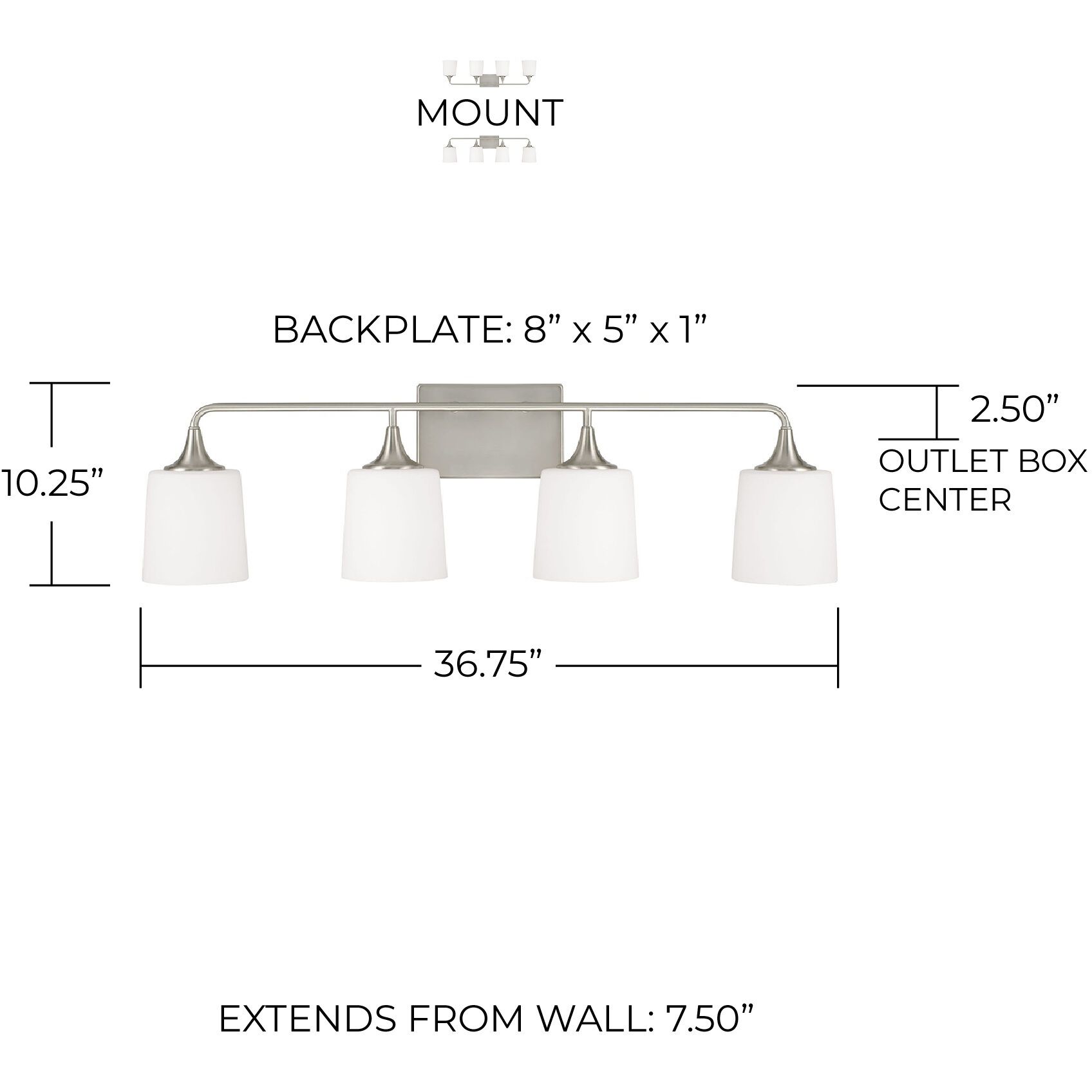 Presley 4 Light 36.75 inch Brushed Nickel Vanity Light Wall Light